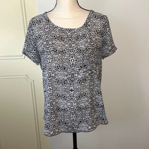 Pleione Printed B&W Blouse